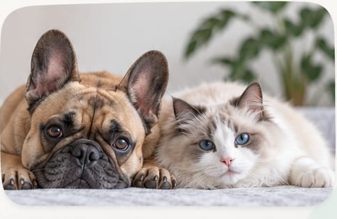 Dog and cat resting together